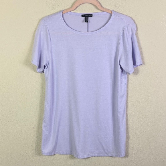 Eileen Fisher Lilac Light Purple Short Sleeve Top Shirt size small - Picture 1 of 9